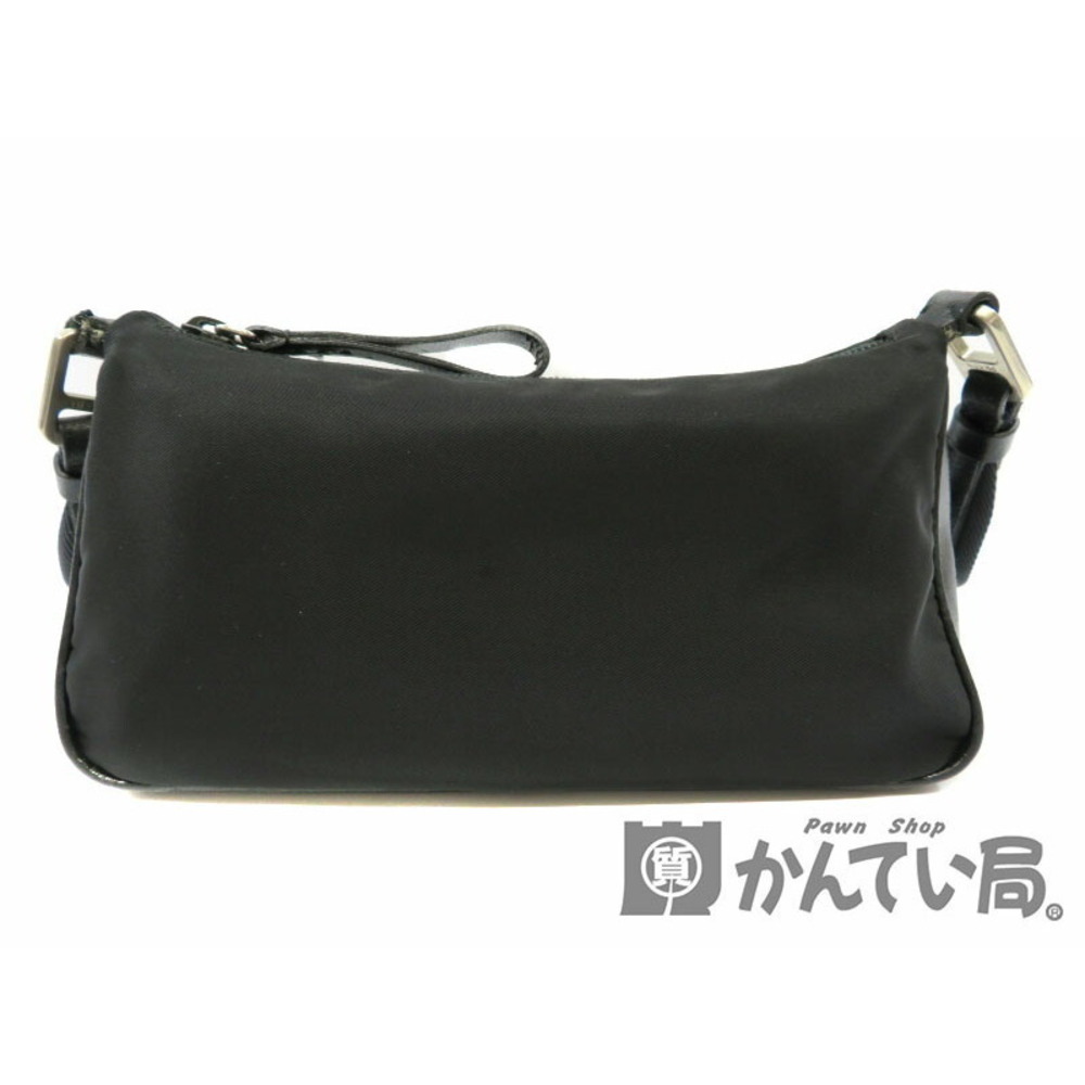 PRADA One Shoulder Hobo Bag Black Canvas Leather